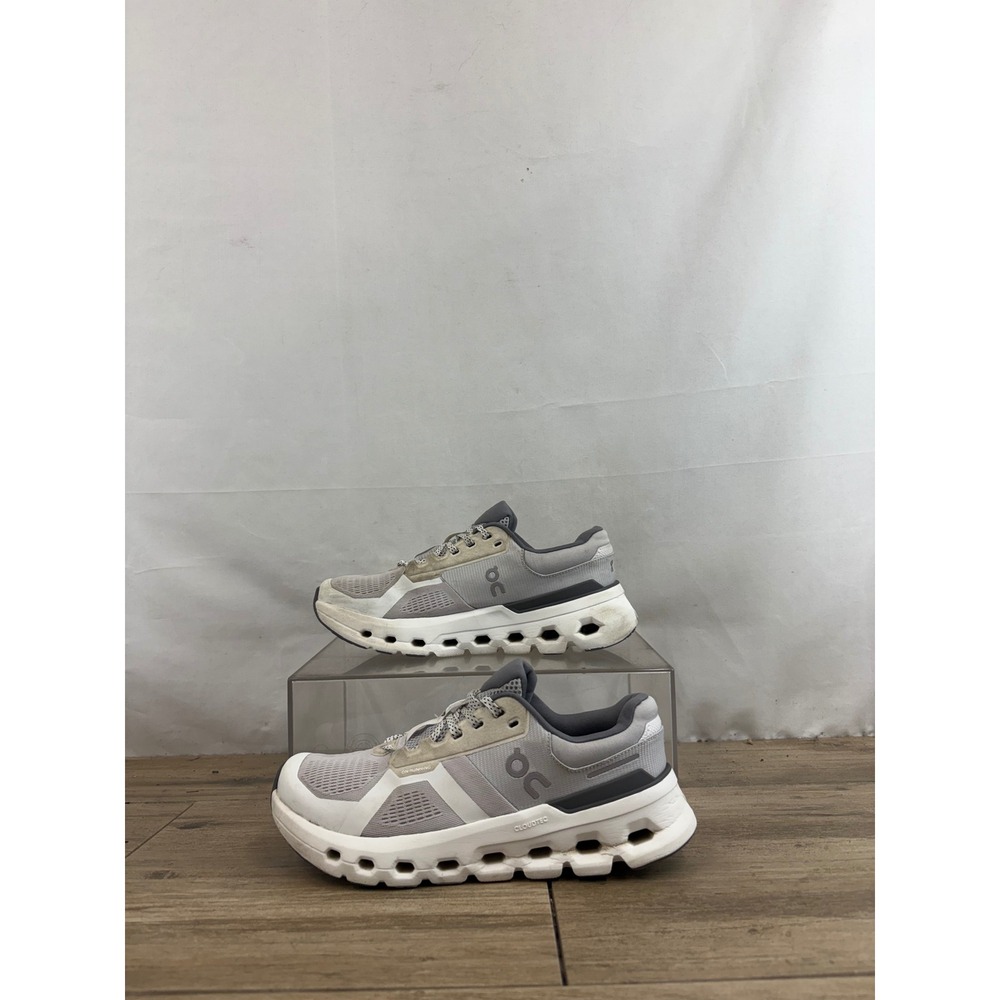 On Running Women's Gray and White Athletic Shoes